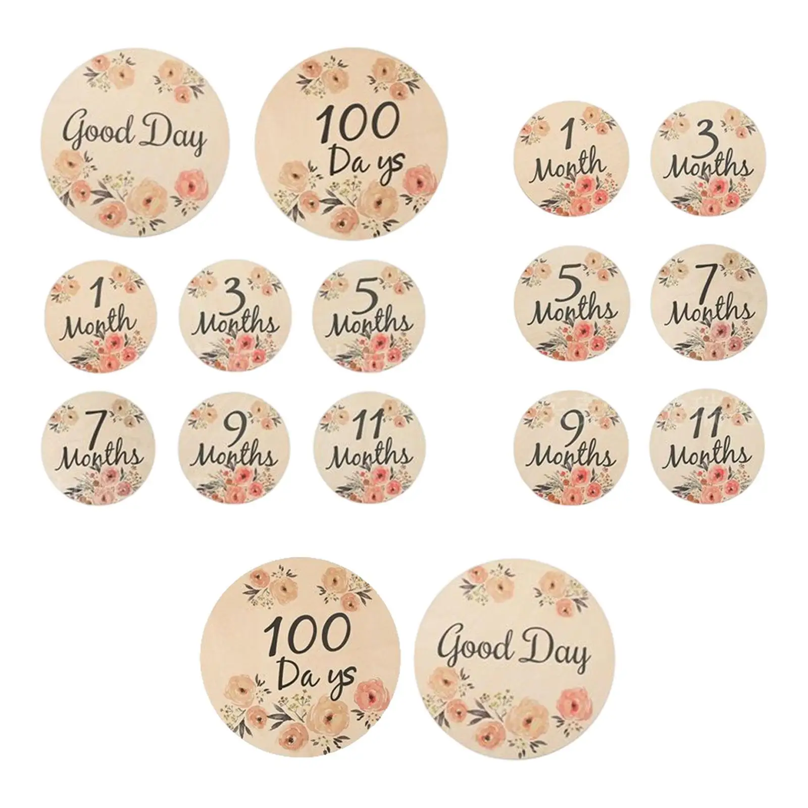 Wooden Baby Milestone Cards Newborn Photoshoot Props Engraved Discs Gifts