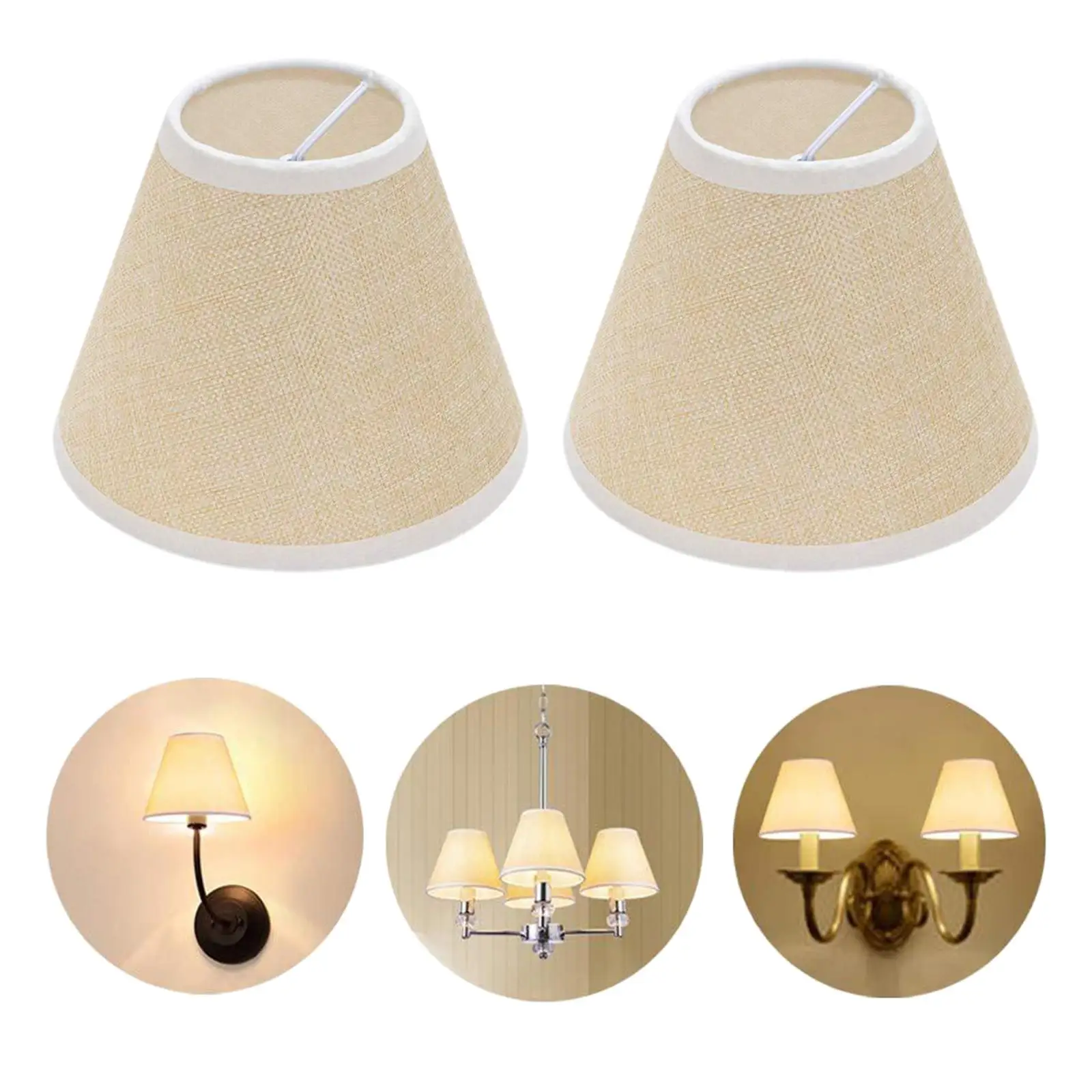 2 Pieces Rustic Lamp Shade Cloth Lamp Dust Cover Decorative Lampshade for Lighting Fixtures Living Room Table Light Bedroom