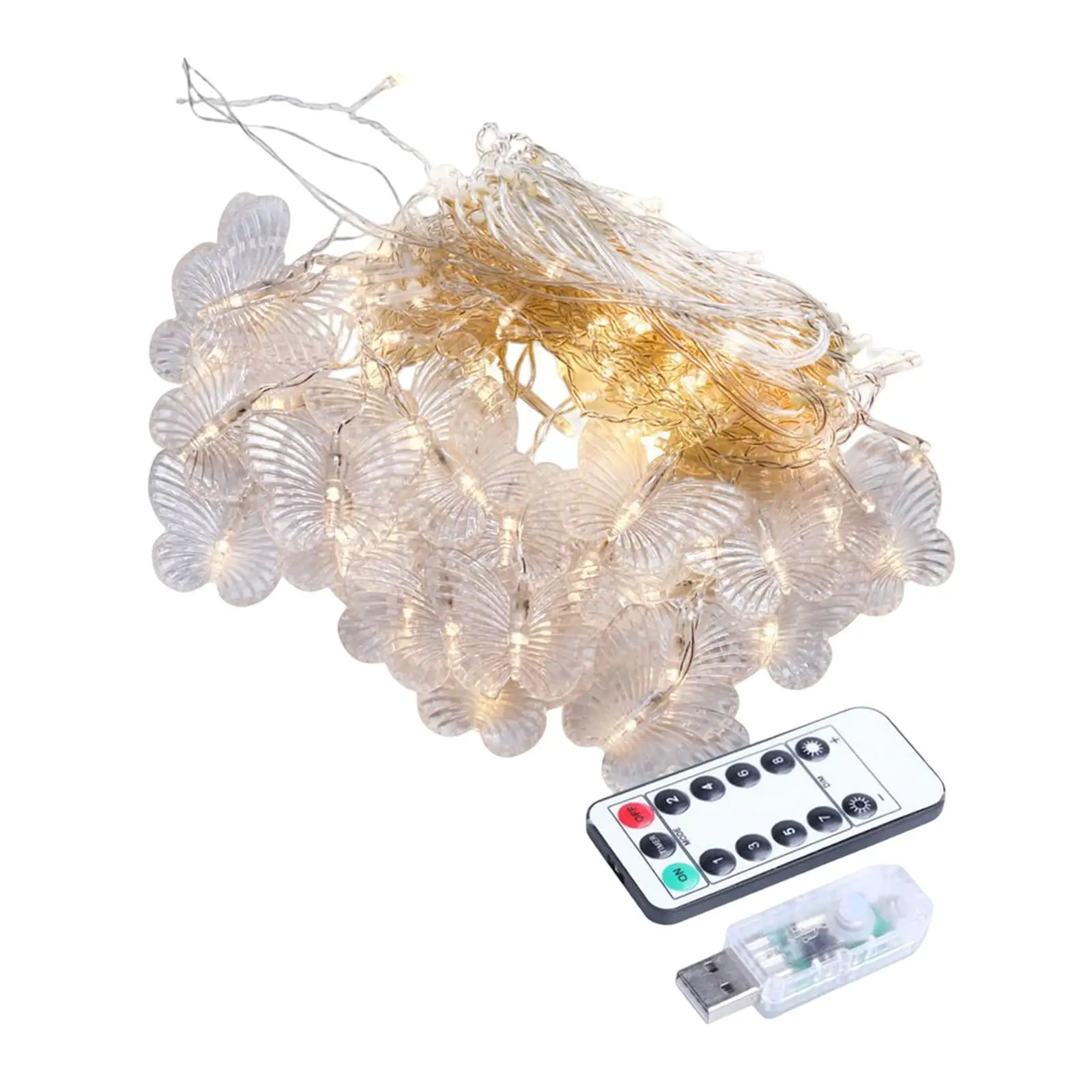 Butterfly Icicle Fairy String Lights Twinkle Lights Pendant Lamp 8 Light Modes 1.5M Curtain Lights for New Year Party