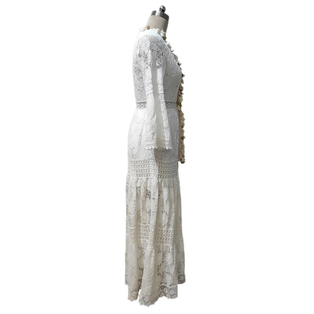 robe longue en dentelle style boho pour robes de col en été