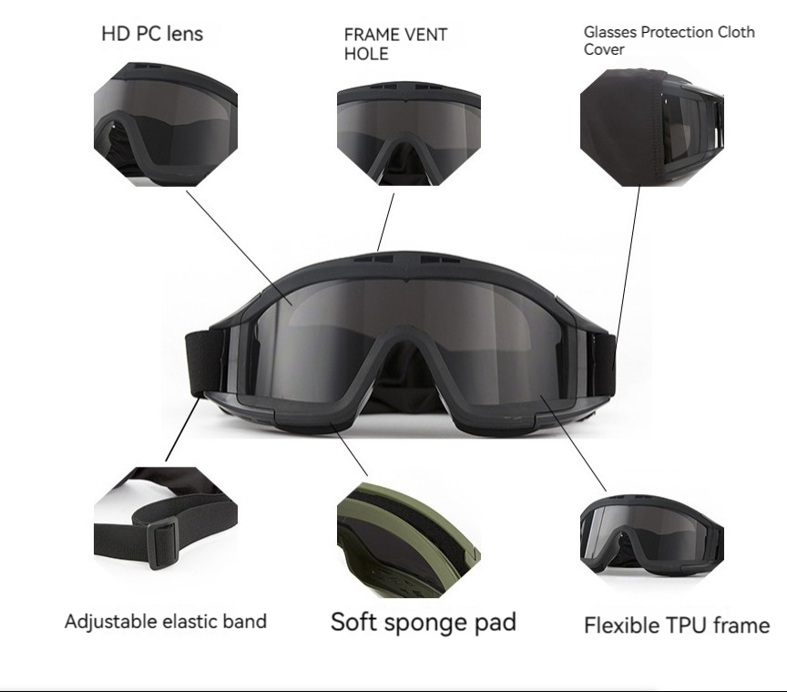 Russian Splav Style 6b47 Helmet Goggles with 3 Lenses Outdoor
