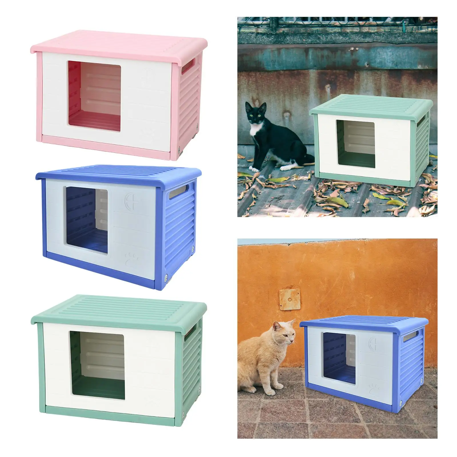 Stray Cats Shelter Winter Resistant Waterproof Bed Hutch Feral Kitty House for Small Dogs Outdoor Indoor Feral Cats Puppy Kitten