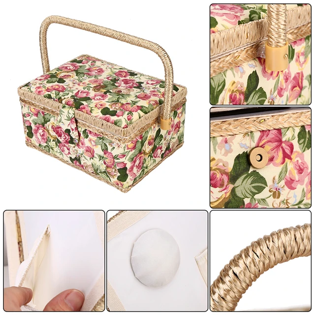 Print Design Sewing Basket, Sewing Kit Storage Box with Removable Tray,  Built-in Pin Cushion and Interior Pocket - AliExpress