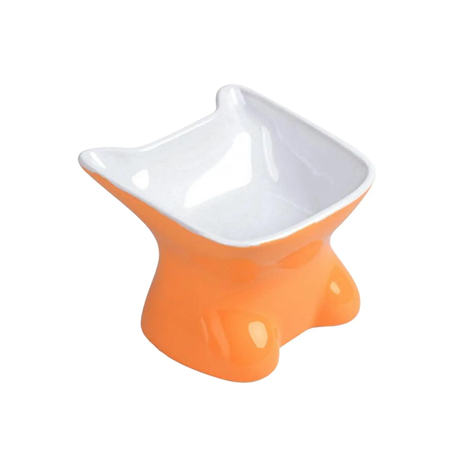 Raised Cat Food Bowl Pet Feeding Bowl Durable Protection Cervical Ceramic Raised Tilted Feeder Kitty Snack Bowl for Small Dogs