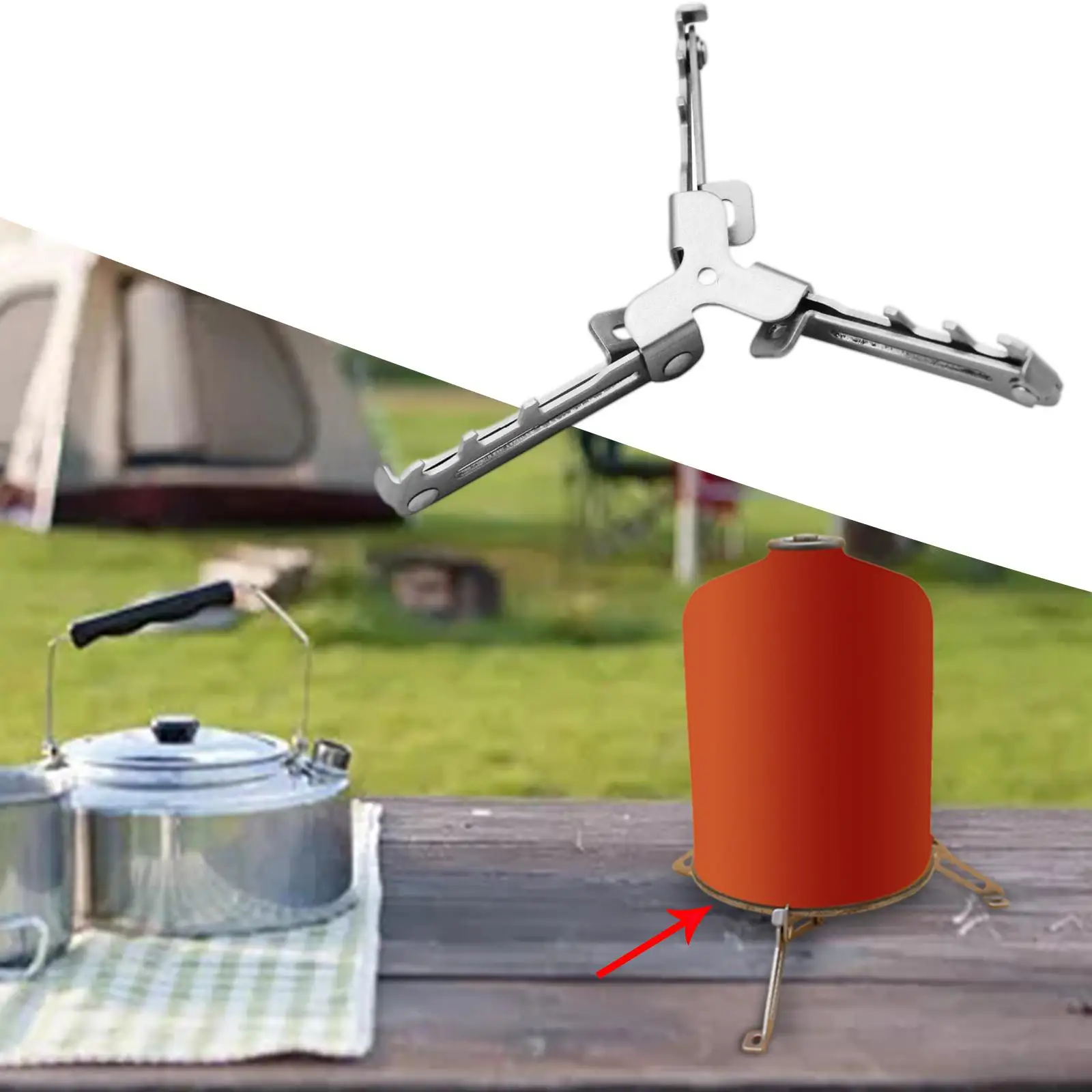 Foldable Gas Tank Stand Stove Bottle Shelf Tripod Base Stainless Steel