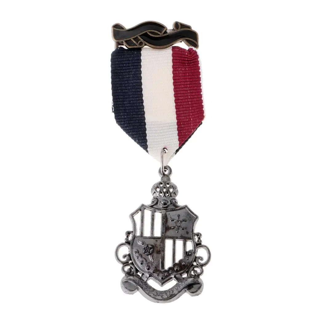 Award Medal with Ribbon,   Uniform Pin Brooch Badge Navy Style for Men