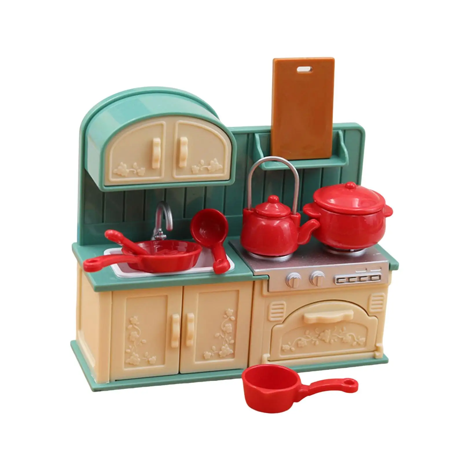 1/18 Dollhouse Play Set & Accessories Kitchen Toys with Food Pots for Mini Dolls Doll House Furniture Toys for Girls Presents