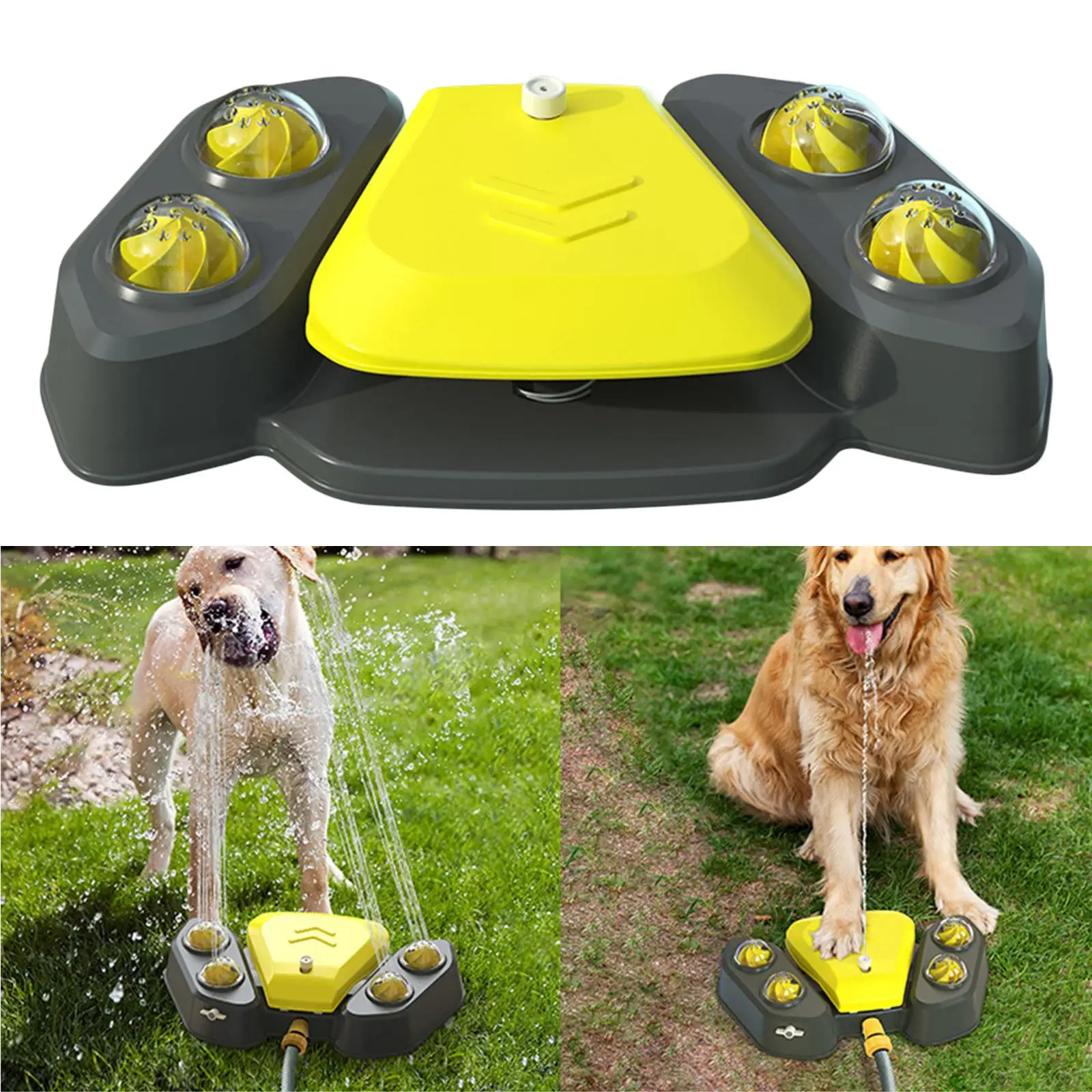 Outdoor Pet Drinking Step On Press Sprinkling Toy Puppy Dog Water Fountain