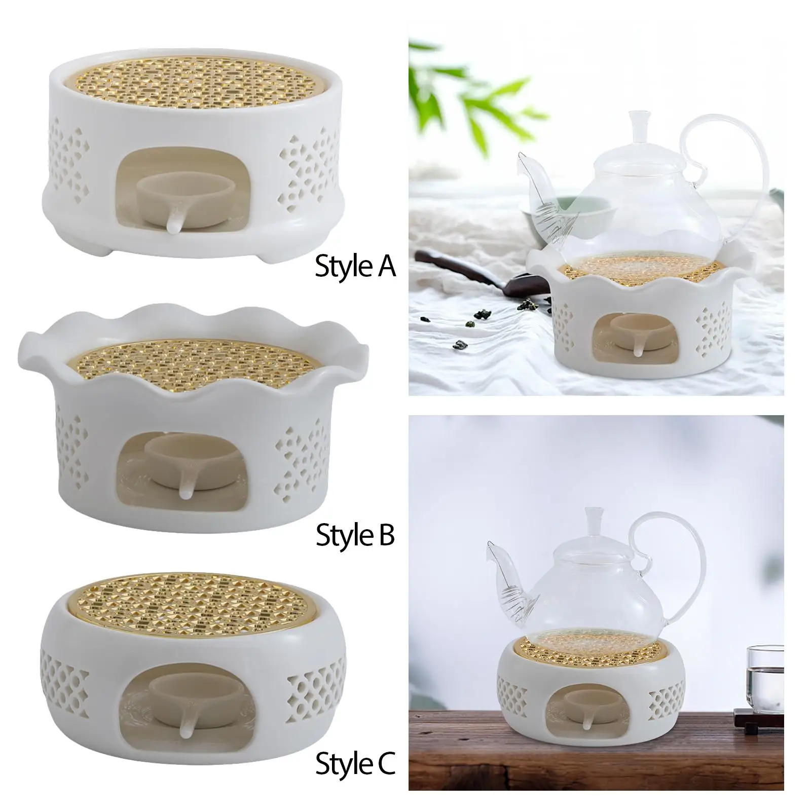 Tea Heater Warming Holder with Candle Stand Hollow Decoration Durable Warming Base for Home Kitchen Heatproof Dishes Cafe Office