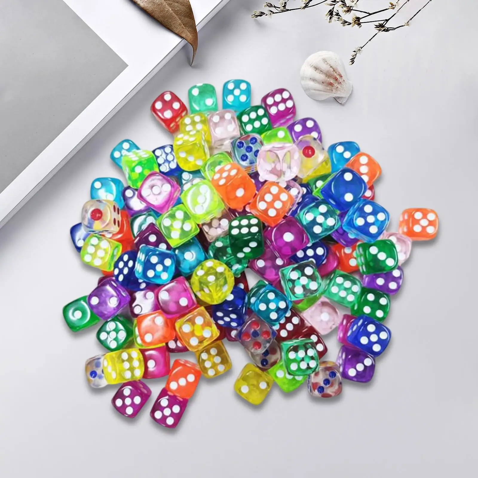 100x Transparent  Set Game  14mm Stacking Multicolor 6 Sided for Group Events Board Games
