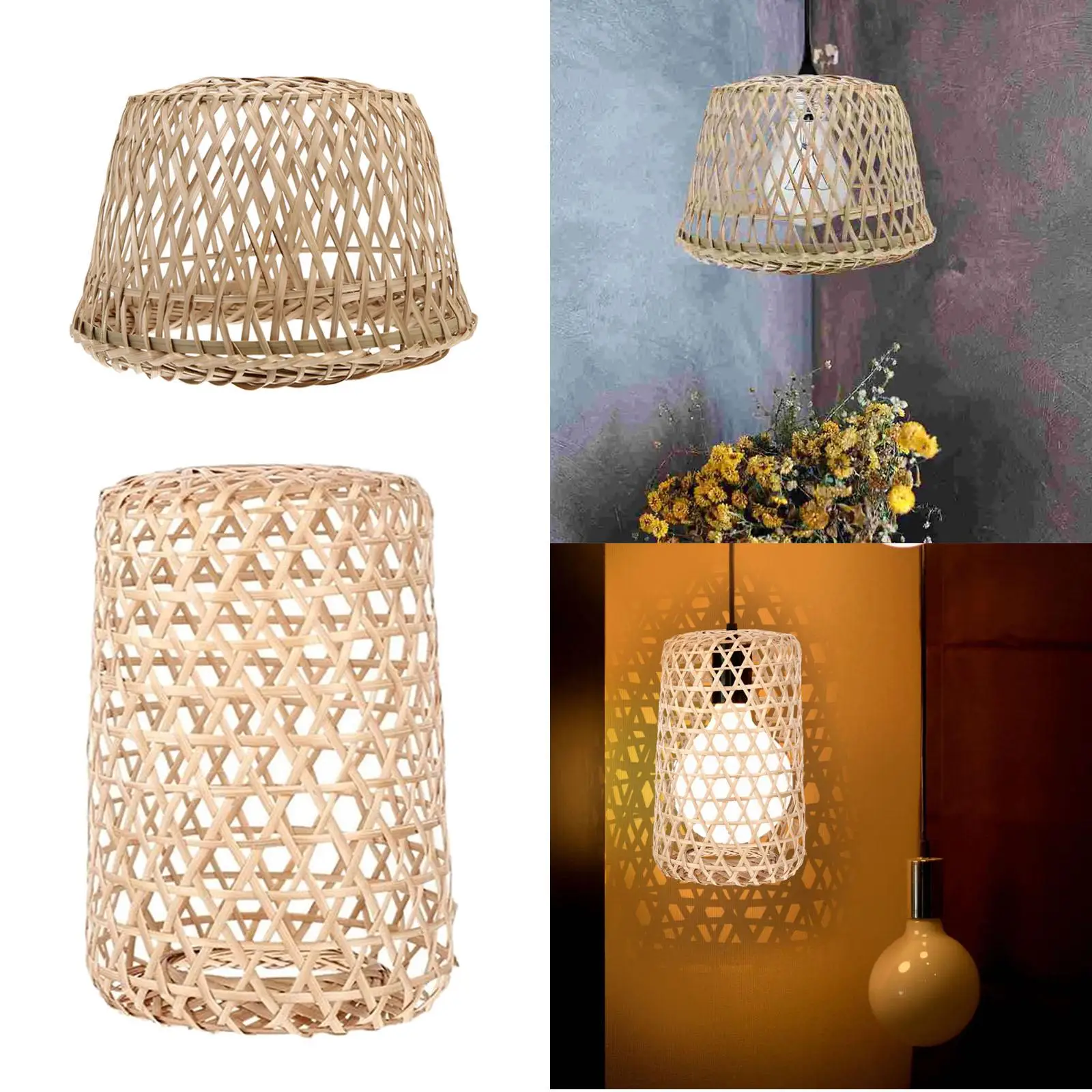 Handwoven Lampshade Pendant Light Cover Retro Style for Dining Room Office