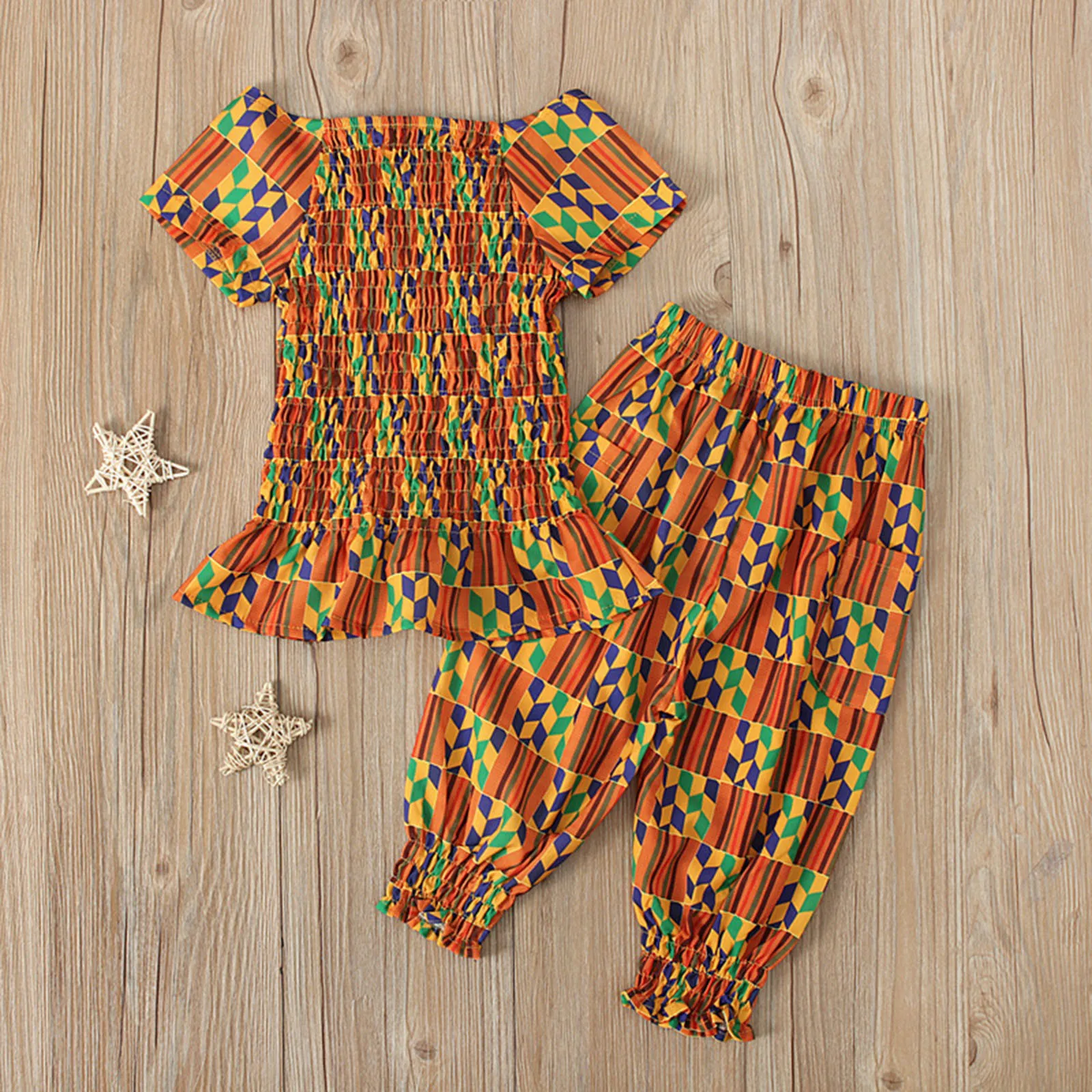 Cute African Bohemian Dashiki Toddler Baby Girls Shirt and Pants
