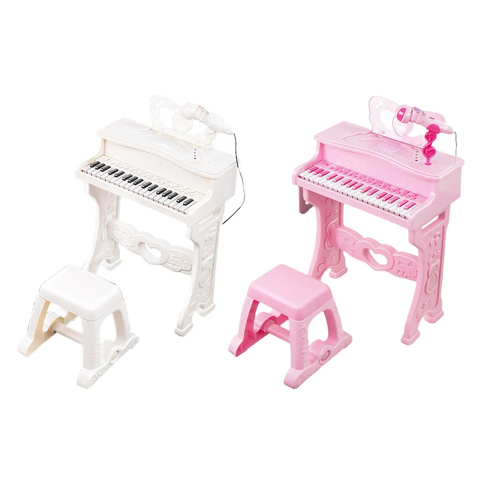 Multifunctional Keyboard Learning Toy and Stool Musical Instrument 37 Key Electronic Piano for Girls Boys Toddler Kids Baby