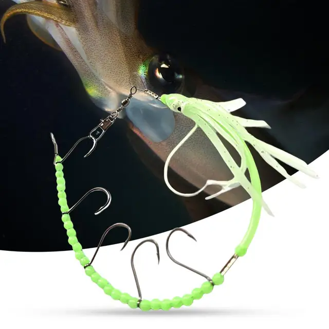 Convenient Squid Hook Small Beads Portable Squid String Fishhook Glow in  Dark Tropical Saury Hairtail Octopus String Fishhook