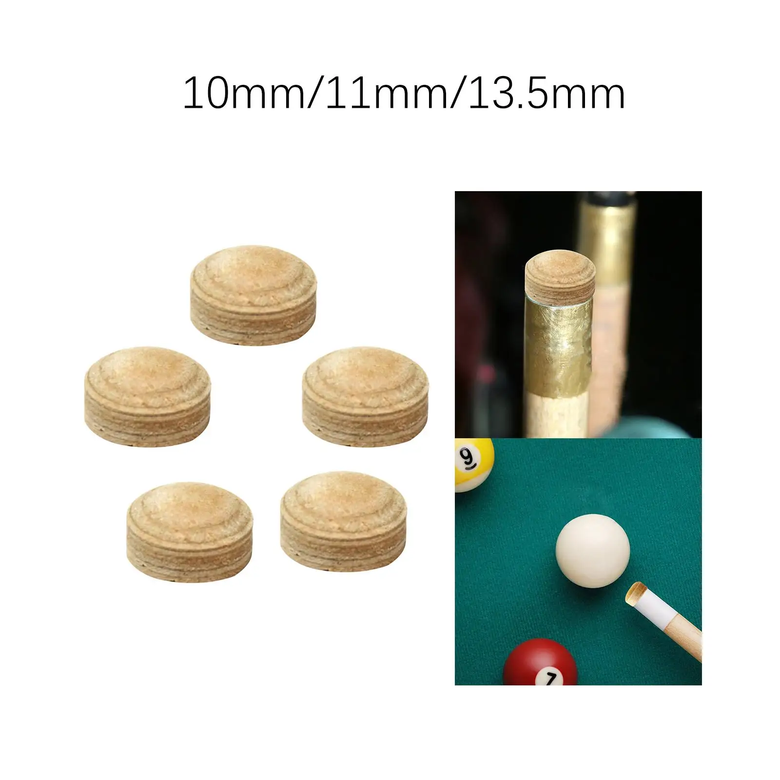 5 Pieces Billiard Cue Tips 9 Balls, 8 Balls Multiple Layer End Tips Pool Cue Stick Tips for Personal Use Home Billiards Room