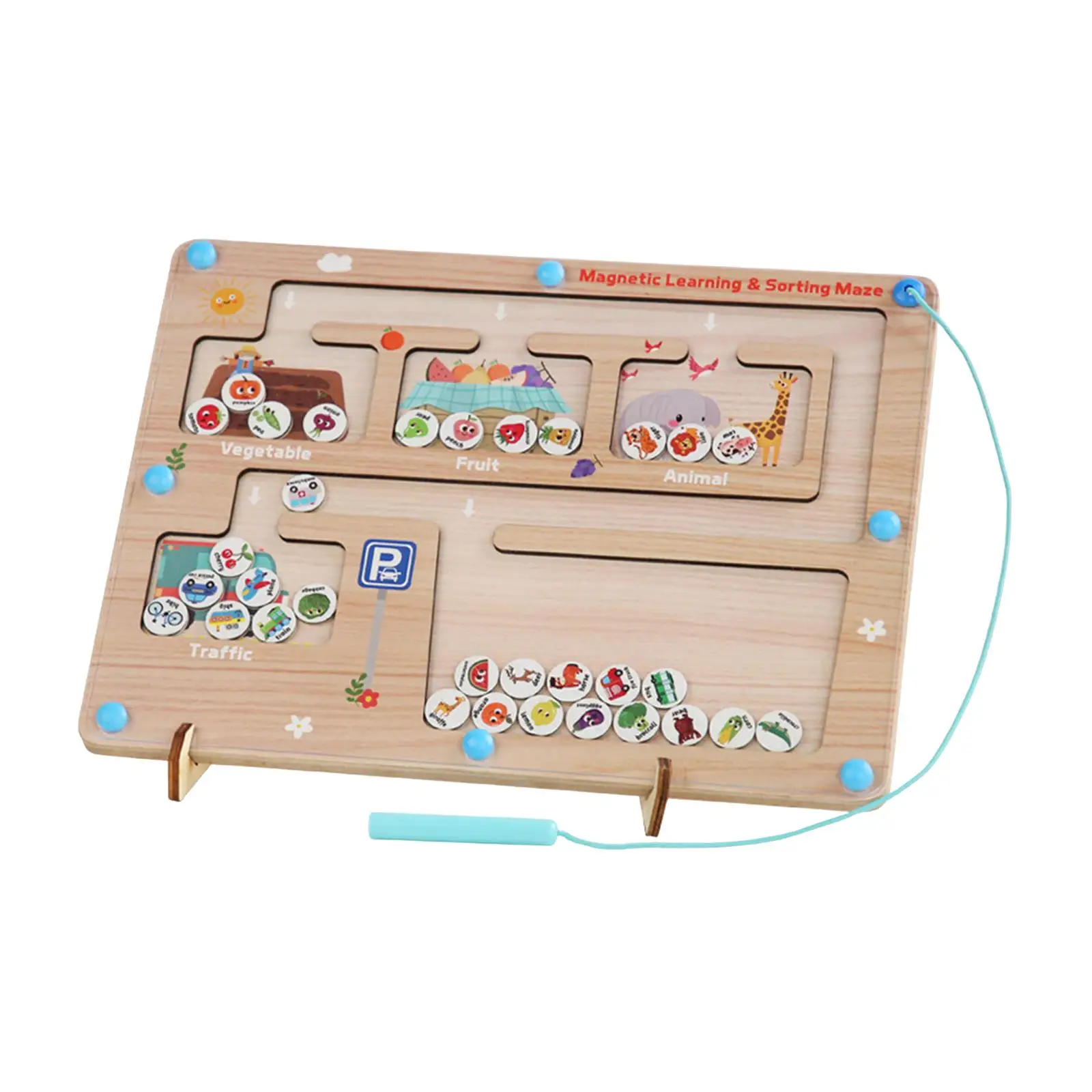 Magnet Puzzle Game Board Fine Motor Skill Travel Toys Wooden Magnetic Maze Board for Game Travel Birthday Gift Activity