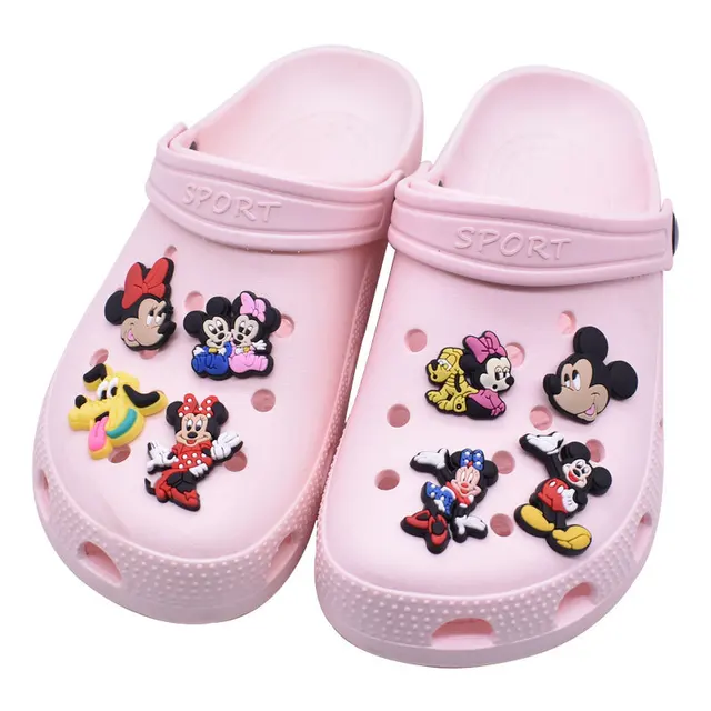 2pcs/set Mickey Minnie Mouse PVC Croc Charms Donald Duck Daisy Goofy Round  Shoe Charms Croc Jeans Clog Pins Kids Shoe Decoratio - AliExpress
