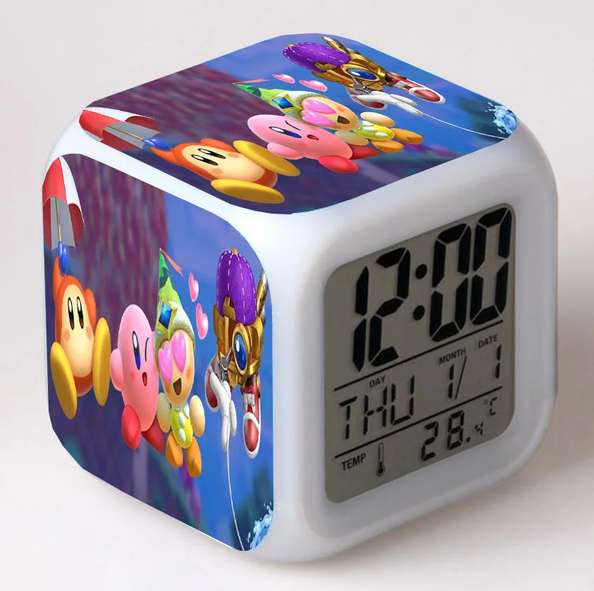 night light lamp Kirby Game LED Anime Light Colorful Digital Alarm Clock Student Children's Bedroom Desktop Lighting Decoration Birthday Gifts night light lamp