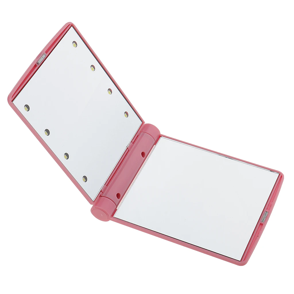 8 LED Illuminated Pocket Mirror Two-sided Makeup Mirror, Compact Mirror, Travel