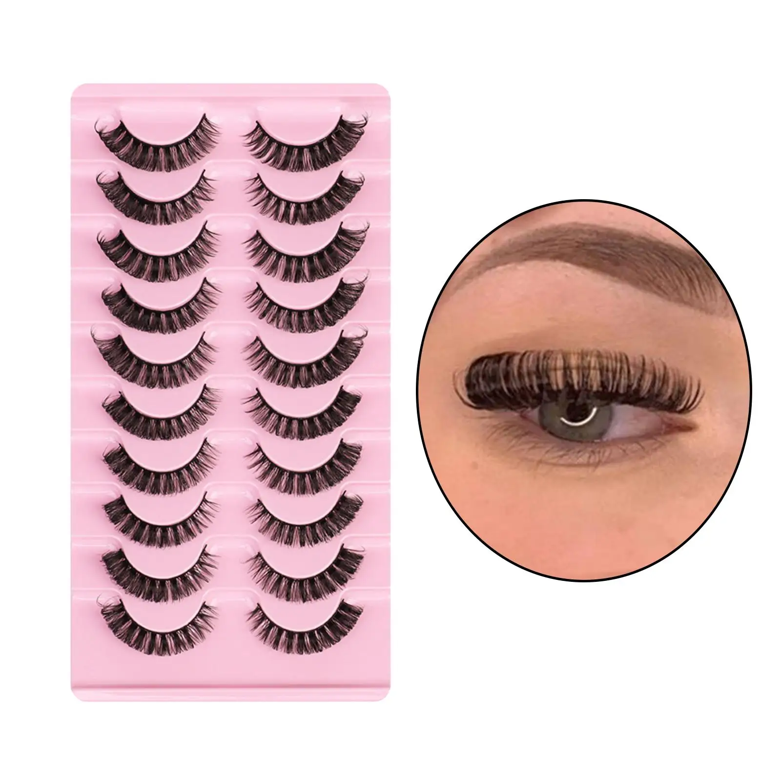 10 Pairs Russian Strip Lashes DD Curl Curly Eye Lashes Natural Doll Look Lasted Hot Style Lightweight Popular Accessories 