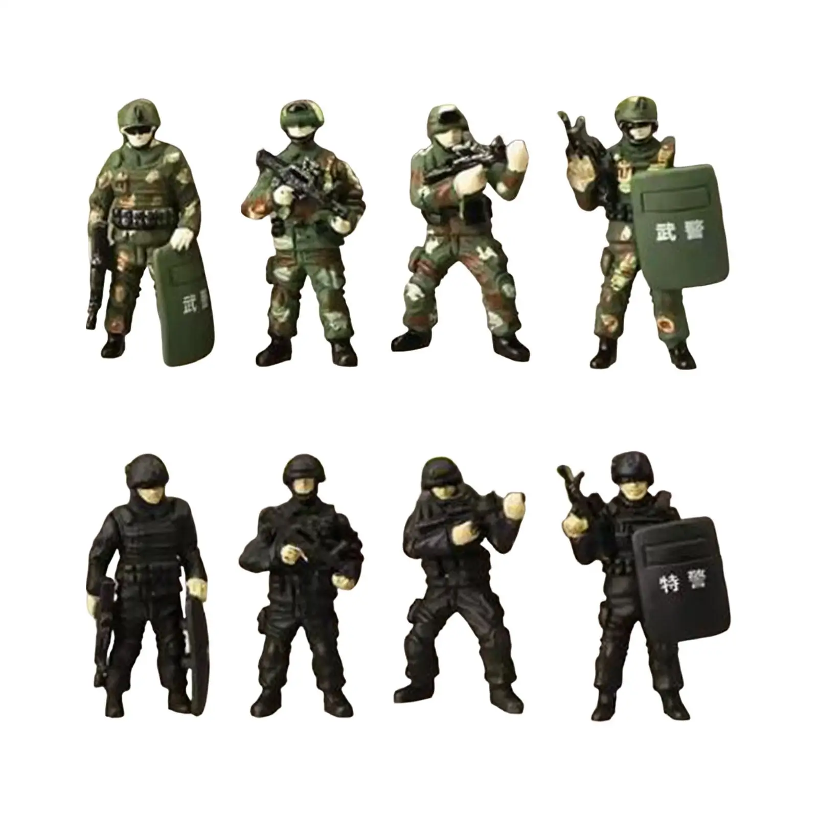 4Pcs 1/64 Scale Miniature Figure Special Forces Model for Architecture Model