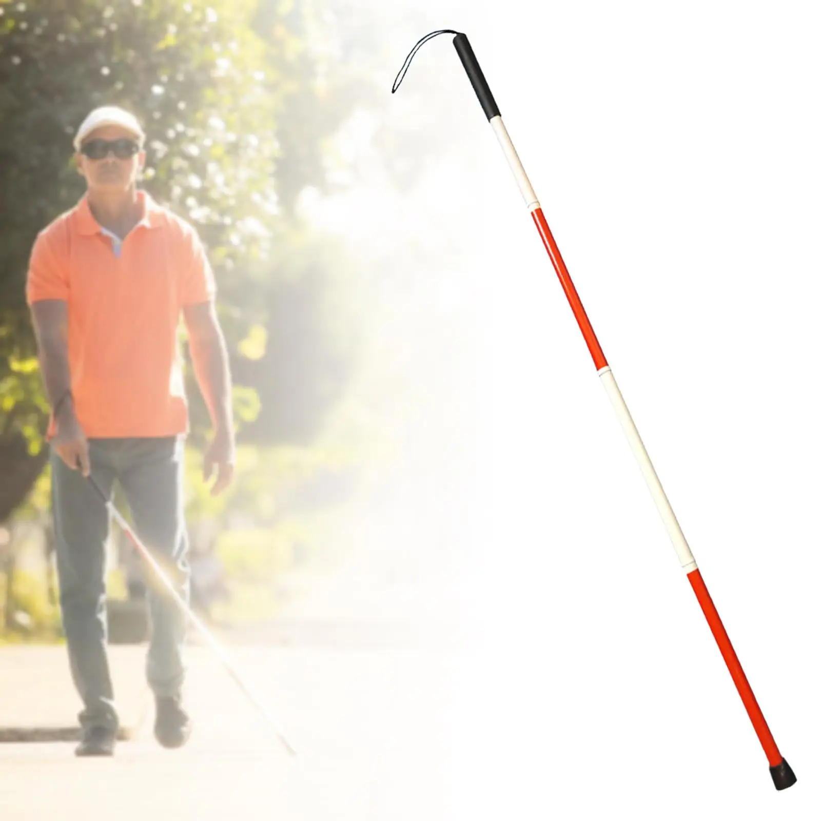 Folding Mobility Cane Guide Crutch Walking Cane with Wrist Strap Collapsible Hand Walking Stick Blind Cane for Vision Impaired