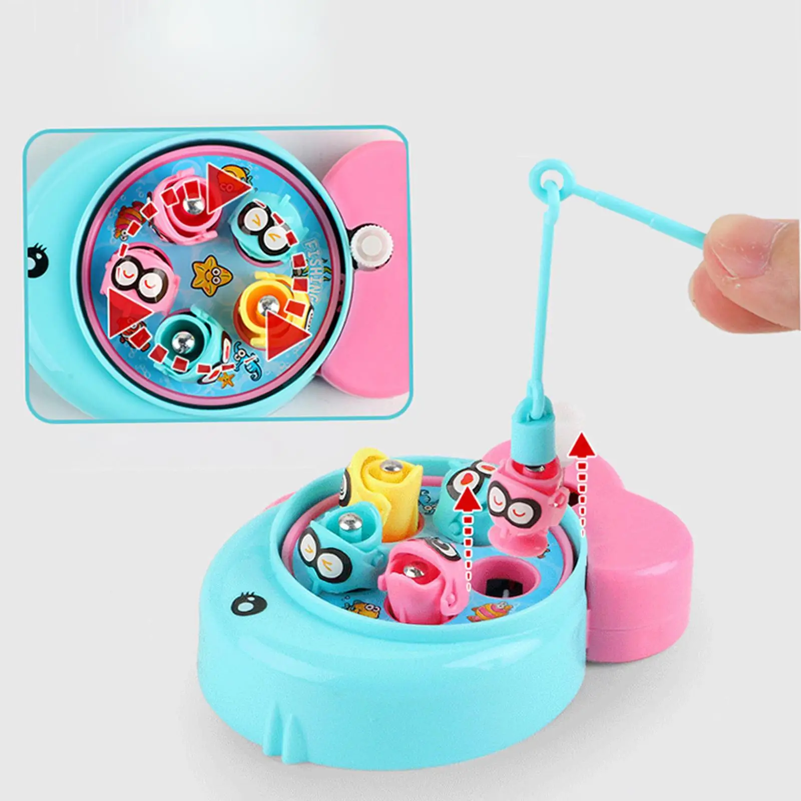 Portable Fishing Game Motor Skills Early Educational Toys Clock Toy for Girls and Boys Kids Children Birthday Gifts