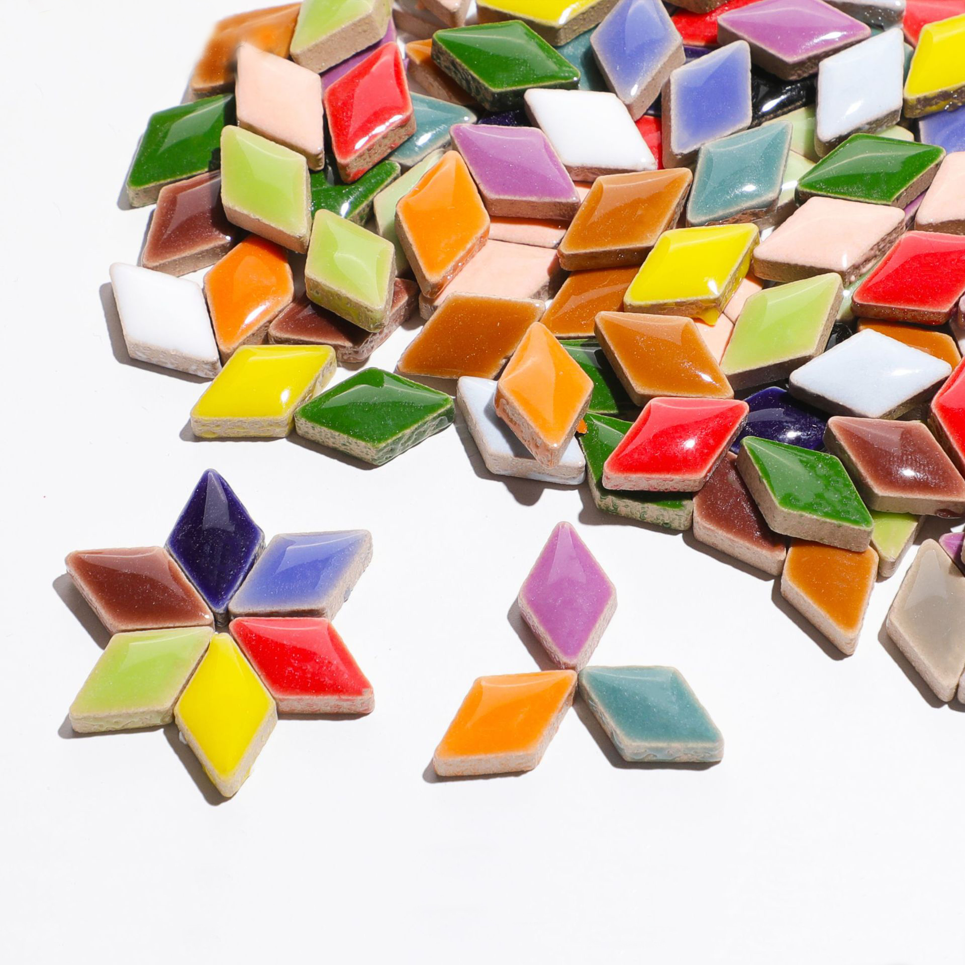 Description Picture 2 of item100g Diamond Shape Ceramic Mosaic Tiles Multi Color Geometric Mosaic Tiles DIY Mosaic Making Stones for Craft Arts Decoration