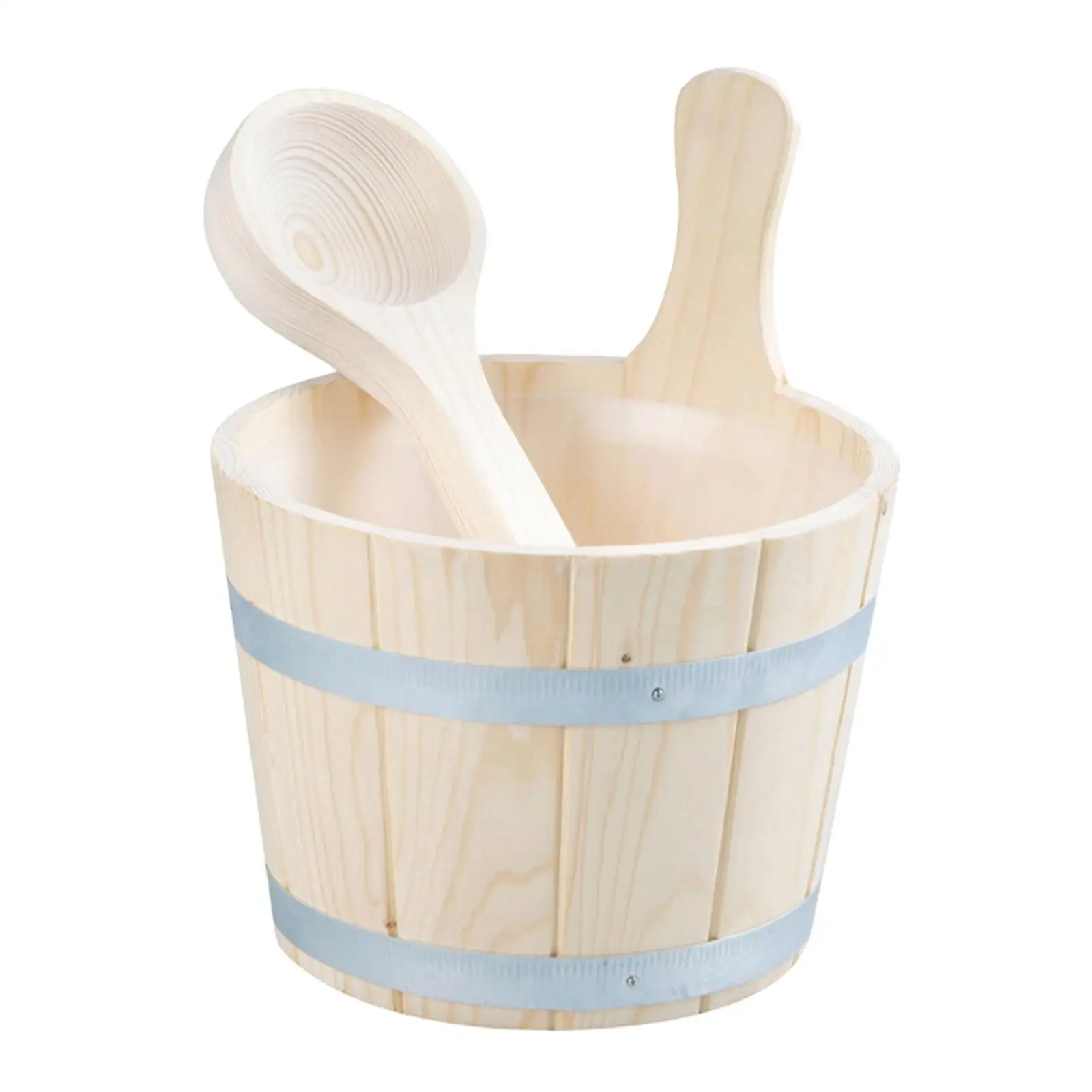 Wooden Sauna Bucket and Ladle Set Portable with Sauna Liner 5L for SPA Room