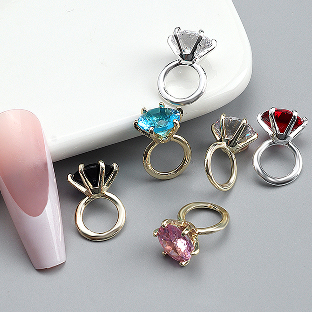 Best of 5pcs Shiny Diamond Ring Nail Art Charm 3D Zircon Big Diamond Alloy Ring Nail Jewelry Parts DIY Japanese Wedding Nail Parts Reviews & Tips