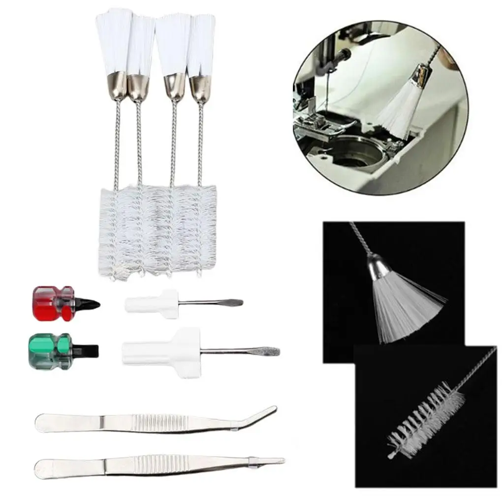 Portable Sewing Machine Cleaning Kit, with Tweezers Double Headed Brushes  Screwdriver, Household Screw Machines Accessories