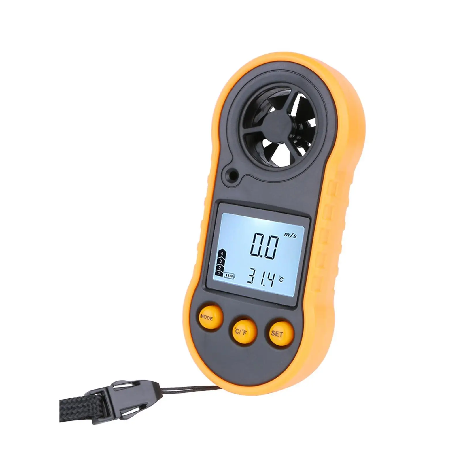 Wind Thermometer Gauge LCD Backlight Handhled Anemometer Portable Wind Gauge Wind and Temperature Meter for Surfing