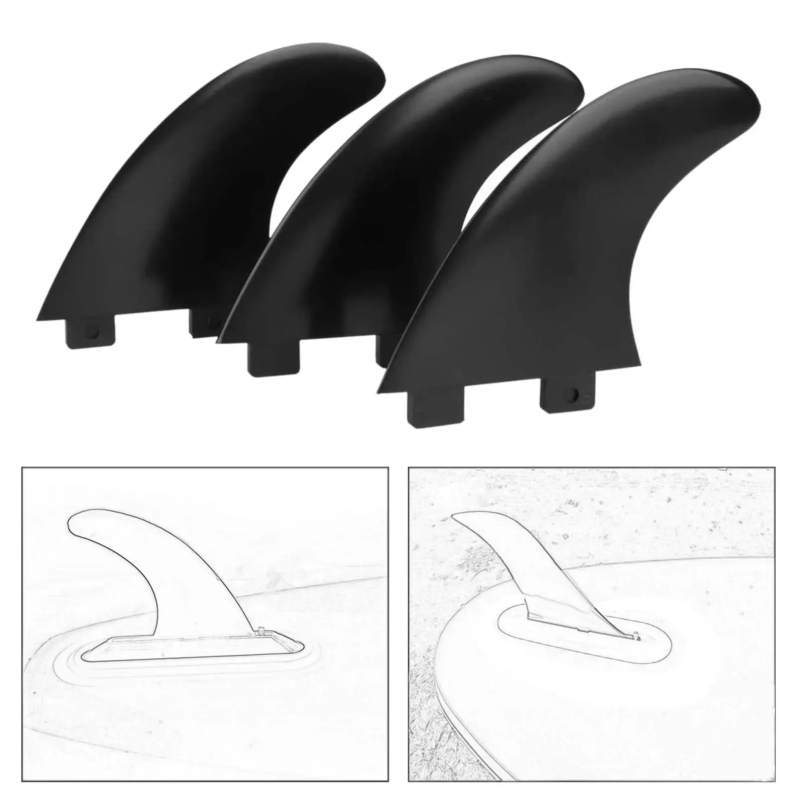 3Pcs Surfboard Fins Easy Installation Replacement Surfing Fin for Longboards Water Sports Stand up Paddleboard Dinghy Parts