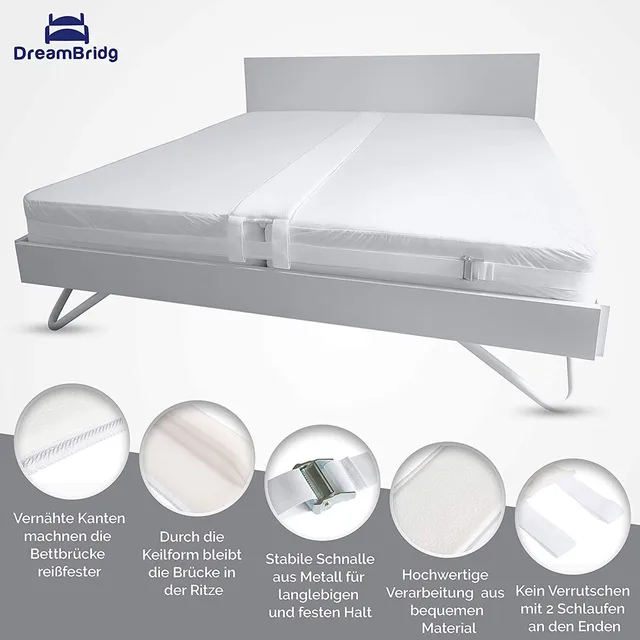  Bedbinder Deluxe: Kit convertidor de puente de cama premium de  tamaño individual a King, Relleno de huecos dividido King para camas  ajustables