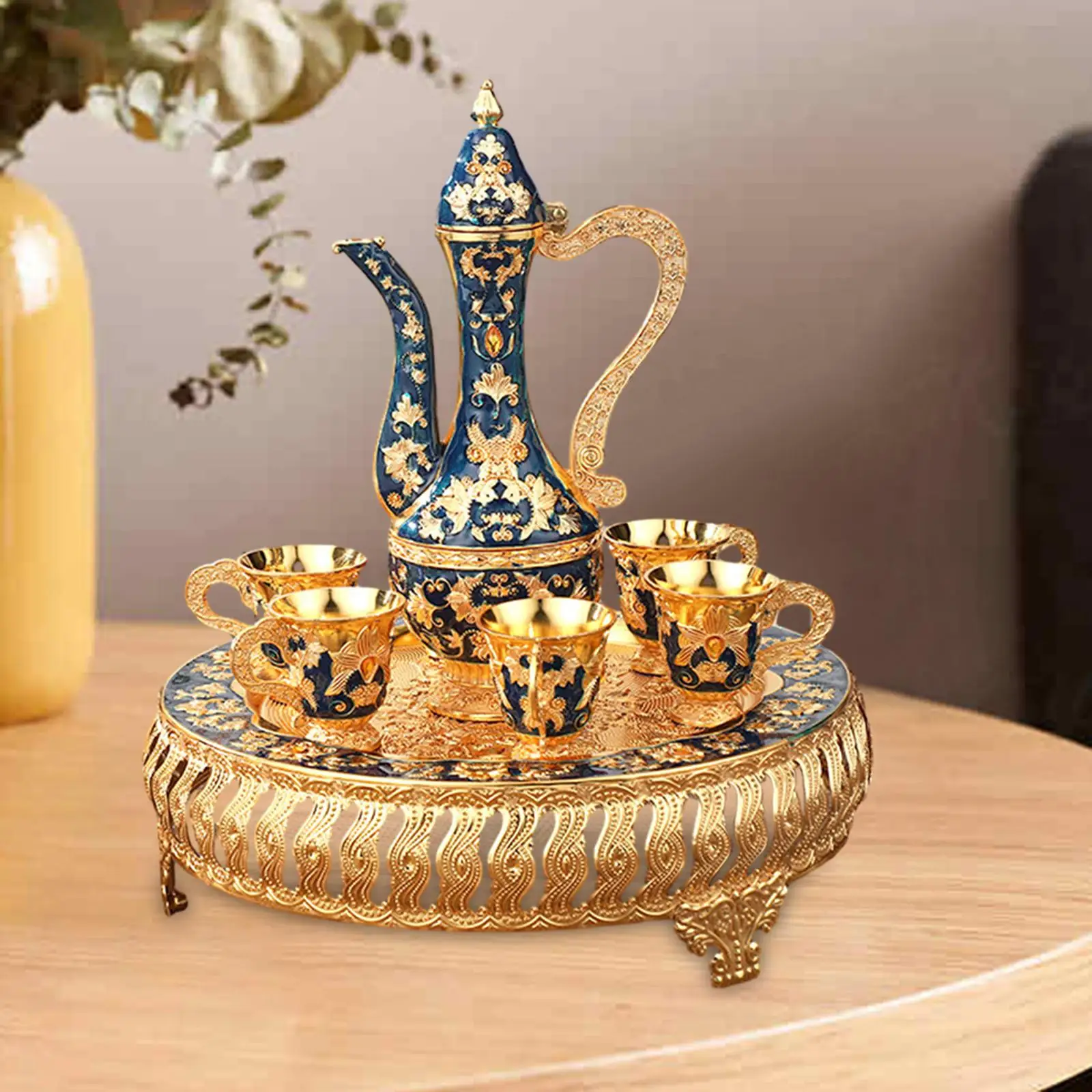 Tea Set Luxury 6 Cups Tea Serving Set for Dining Table Holiday Decor