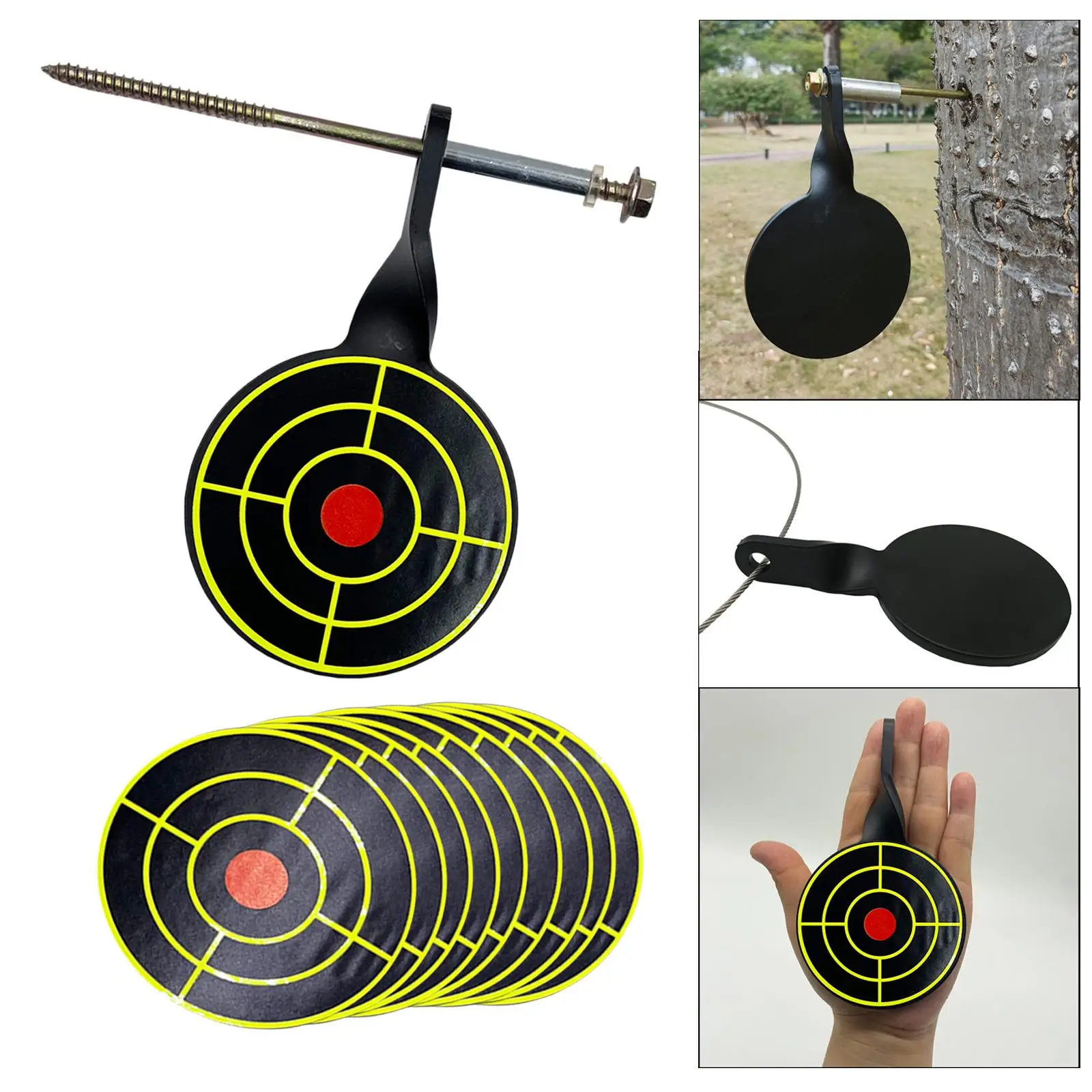 Metal Practice Target Portable Reset Target Rotary Screwed Type for Hunting