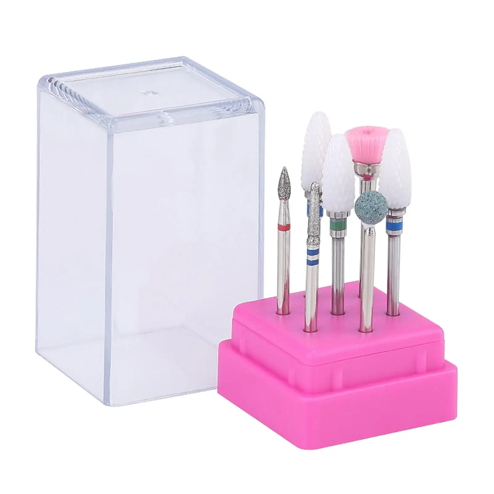 Nail Drill Bits Kit with Holder Box Polishing File Grinding Heads for Reshape Remove Gel Nails