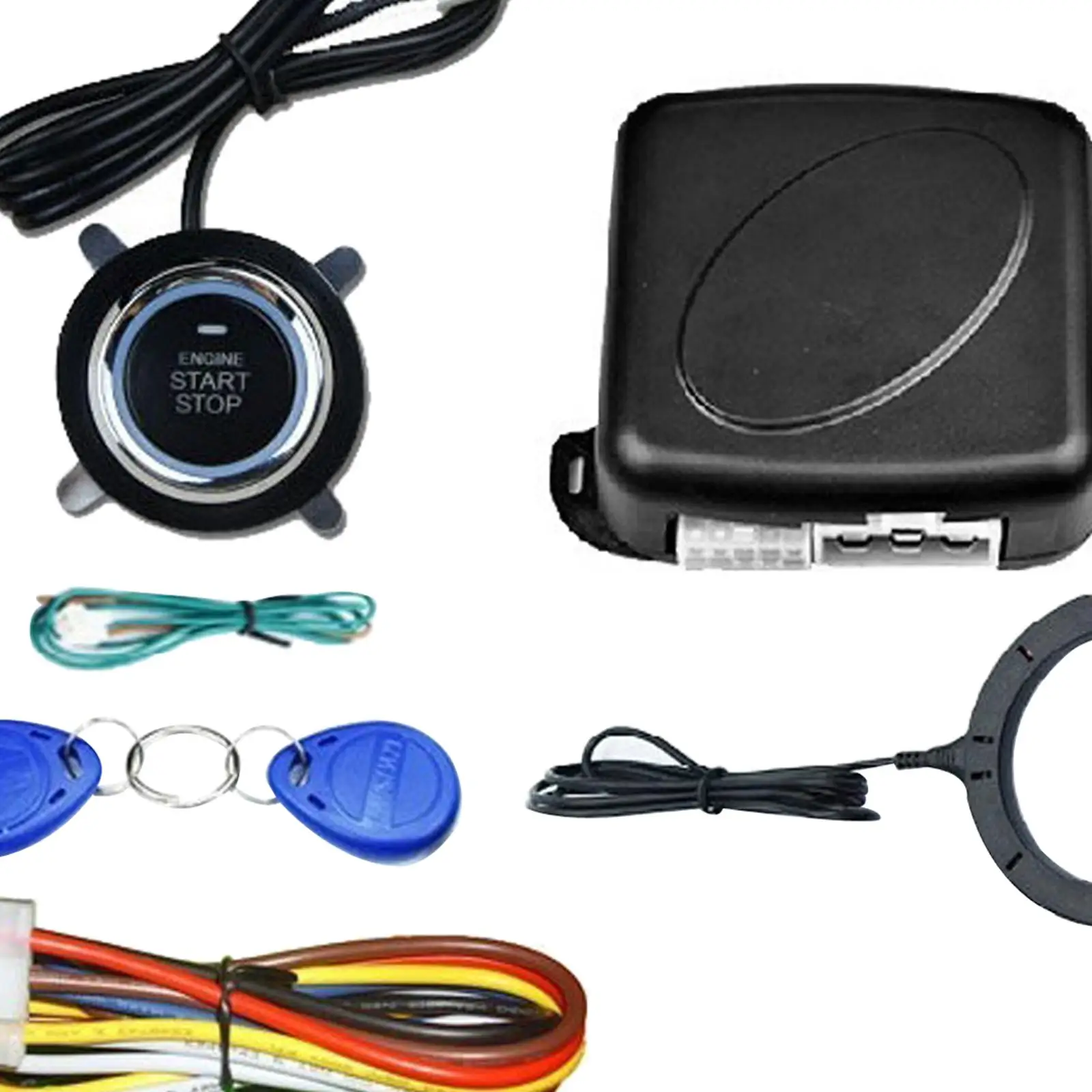 RFID One Key Start System, Anti Theft Key Switch Push Button Start Stop Key Ignition System Automatic Ignition for 12V Cars