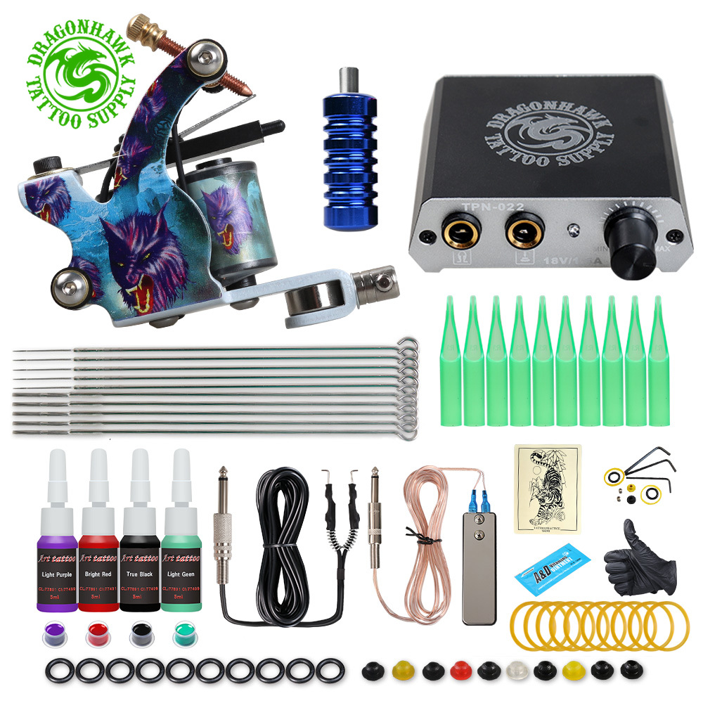 Best of Free Ship Cheap Beginner Tattoo Kit With Hot Sales USA Brand Ink One Machine Complete Power Supply Dragonhawk Art Pigment Reviews & Tips