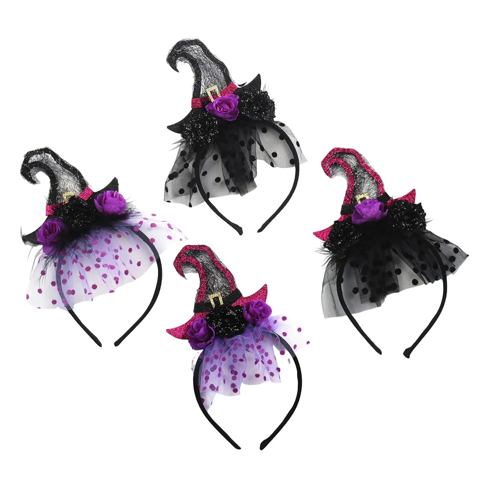 Halloween Witch Hat Headband Hair Accessory for Costume Party Carnival Women