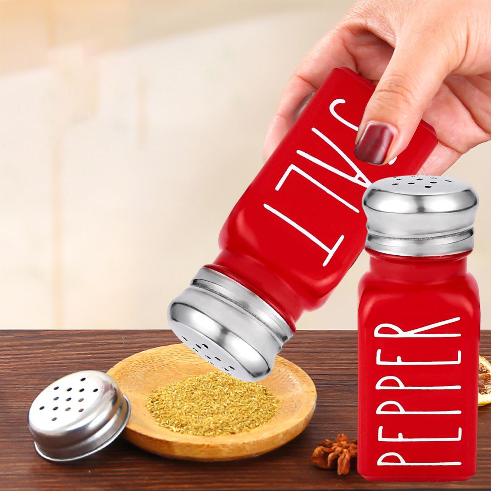 Set Salière Et Poivrière En Céramique Rouge - Forme Boîte De Conserve, Motif Pois (occasion)