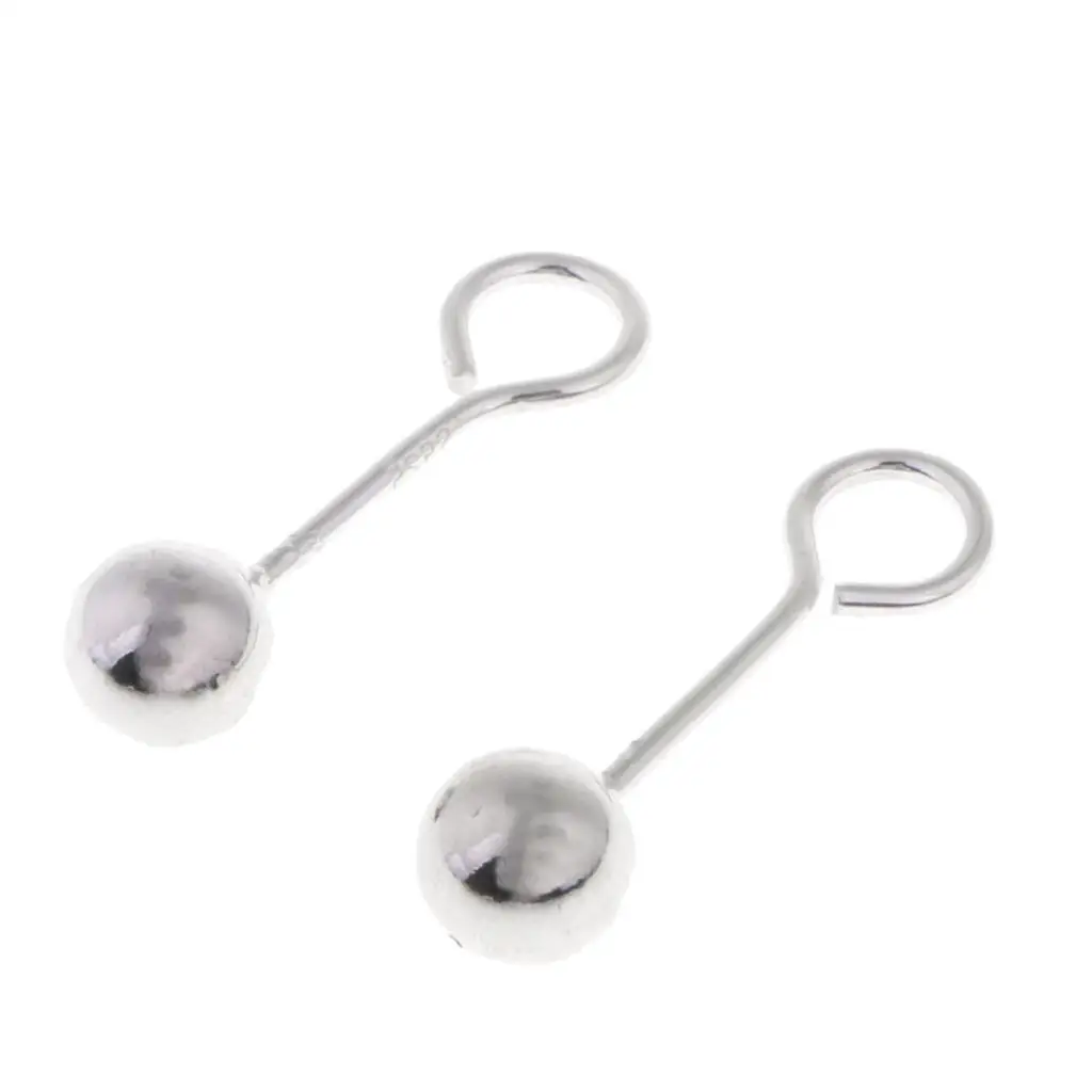 2 Pieces  Ball Stud Earring Hook Ear  For Men Women Girls Jewelry Findings 5mm