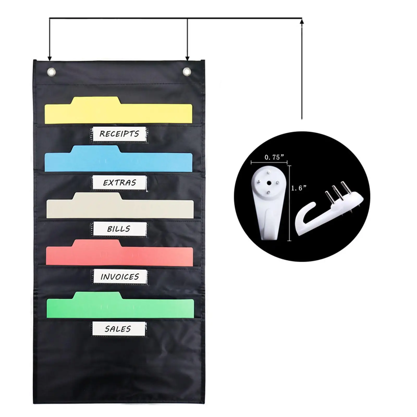 Hanging Wall Pocket Chart Organizer Storage Bag with Label Window for Office Home Wall Door School