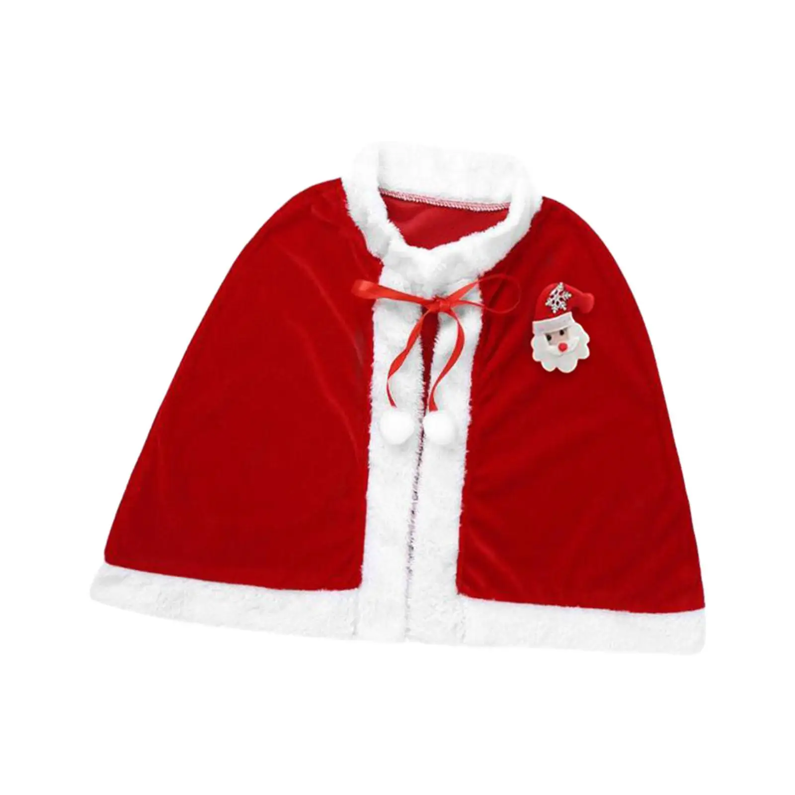 Kids Christmas Cloak with Brooch Pin Shawl Comfortable Lace up Red Cape for Holidays Dress up Masquerade Props Stage Performance