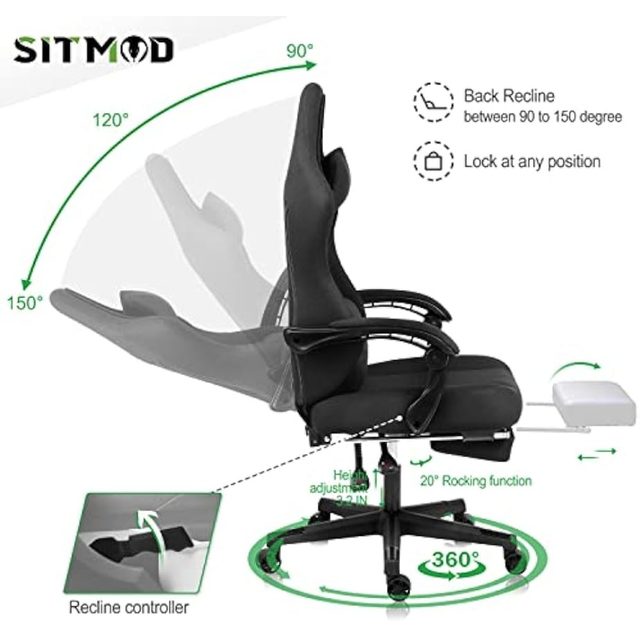 SITMOD gaming chair with Footrest-computer Ergonomic Video game  chair-Backrest and Seat Height Adjustable Swivel