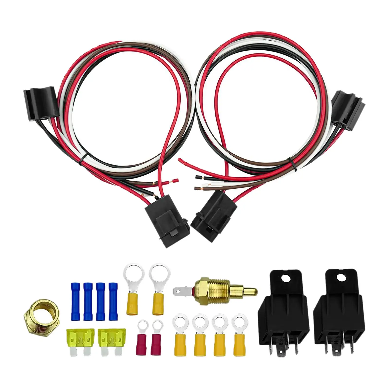 Auto Dual Electric Fan Relay Kit 185 On 175 Off 40 Amp Thermostat Kit Temperature Sensor Switch