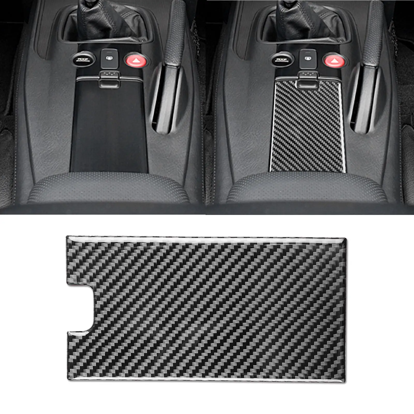Central Storage Box Cover Trim Carbon Fiber Grain Interior Accessories for Honda 2004 to 2009 Professional Easily Install