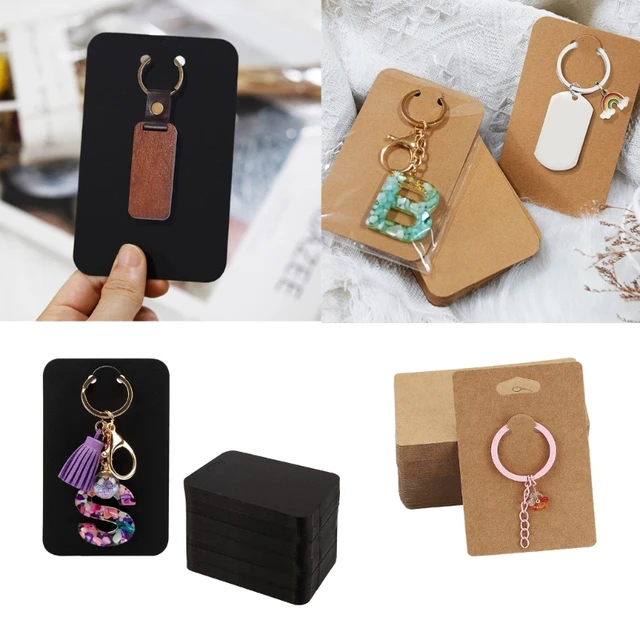 50Pieces/set Jewelry Cards for Selling Keychain Card Holder Brown Paper  Keychains Jewelry Display Cards Retail Supply BBW