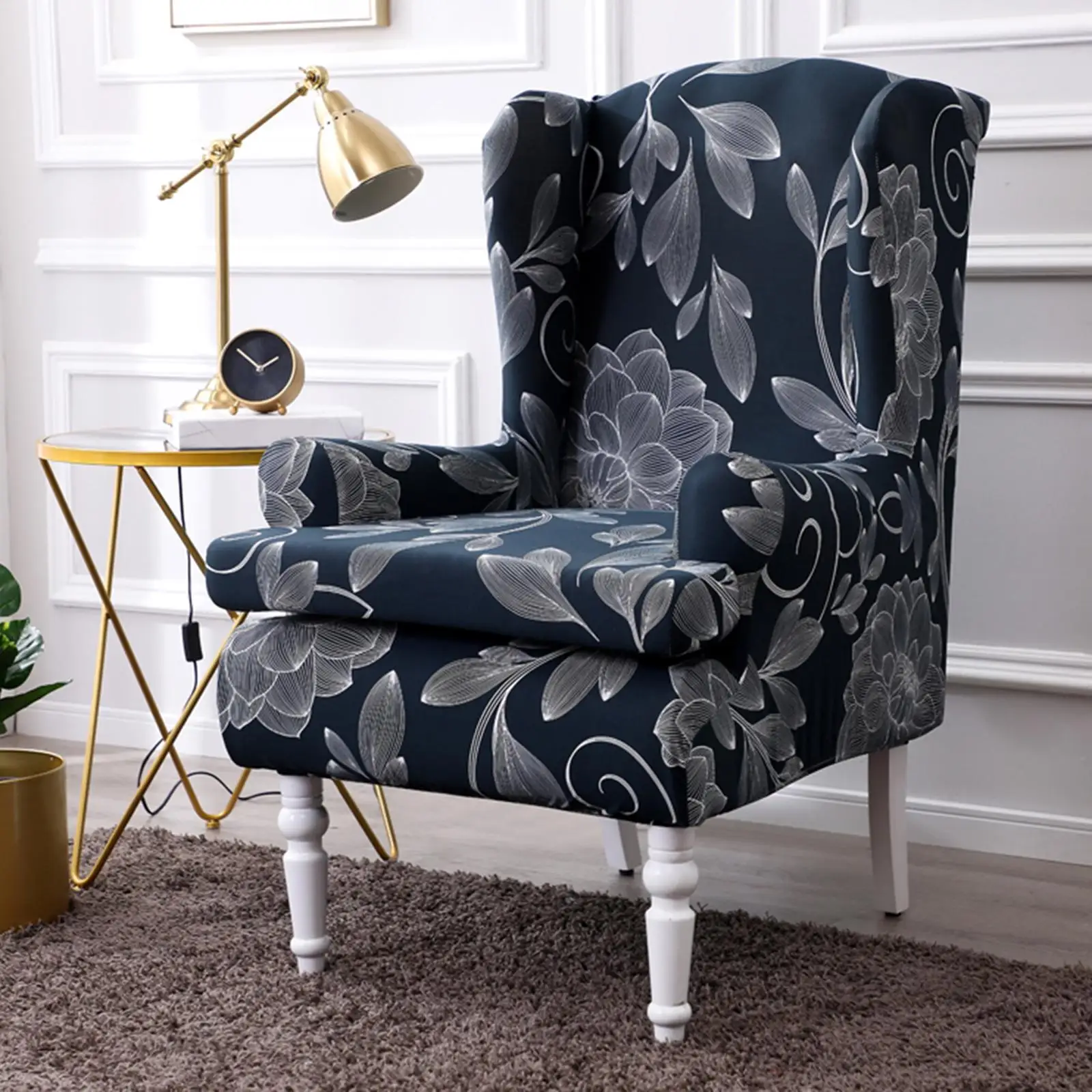 Spandex Stretch Wing Chair Slipcovers Printing Pattern Furniture Protector