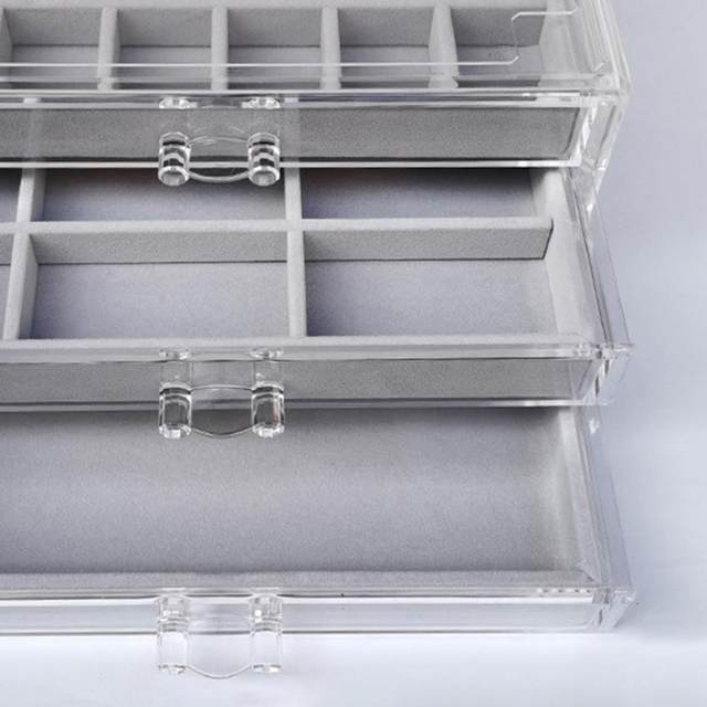 Acrylic Jewelry Organizer with 3 Drawers Multi Compartment Earring